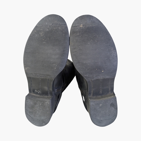 Enzo Angiolini Black Leather Tall Moto Boots With Buckle, Size 7 - Picture 8 of 11